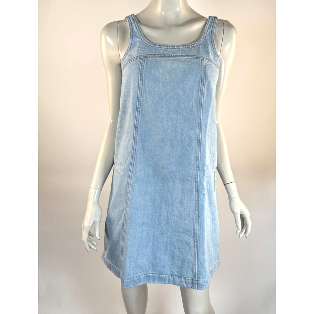Madewell Denim Sleeveless Tank Dress Women 0 EUC Cotton Round Neck Blue NQ641